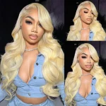 Blonde Human Hair Lace Front 22" 613 Wig 13×6 Transparent 200 Density Body Wave