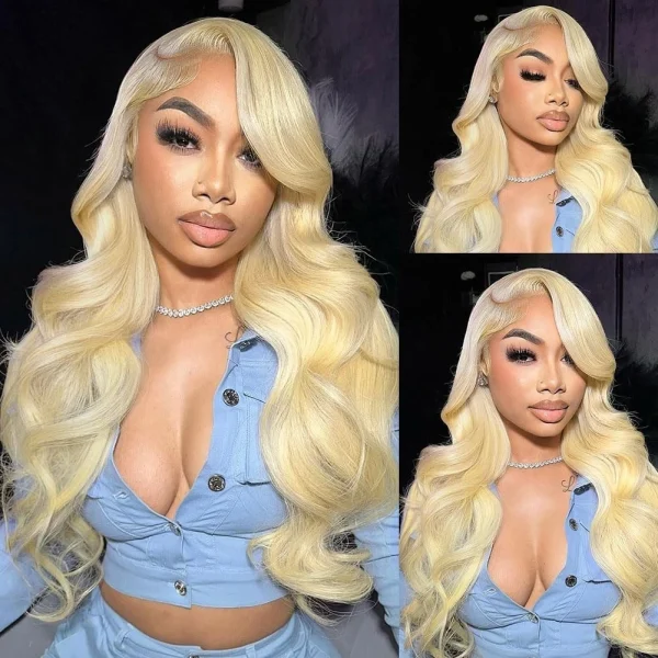 Blonde Human Hair Lace Front 22" 613 Wig 13×6 Transparent 200 Density Body Wave