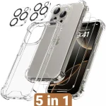 For iPhone 17 16 15 14 Pro Max Clear Shockproof Case +2*Screen +2*Lens Protector