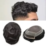 Mens Toupee Human Hair Replacement System French Lace Front Hair Piece