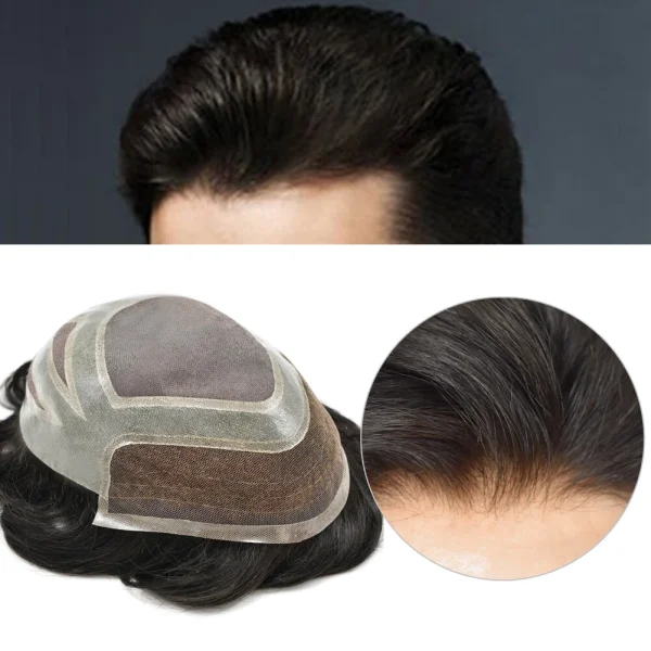 Mens Hair Piece Human Hair Replacement System Lace Front Mens Toupee Hair Units