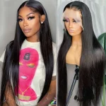 30" Natural Synthetic Lace Front Wigs Black Long Straight Hair Heat Resistant US