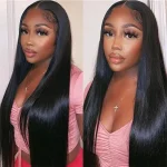 Black Long Straight Lace Front Wigs Heat Resistant Synthetic Hair Glueless USA