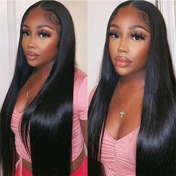Black Long Straight Lace Front Wigs Heat Resistant Synthetic Hair Glueless USA