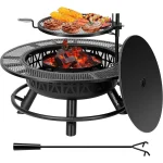 35'' Outdoor Wood Burning Round Fire Pit Barbecue Pit BBQ Backyard Fireplace