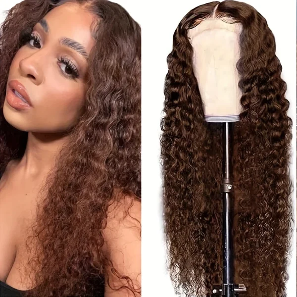 Brown Hair Lace Front Wigs Loose Curly Heat Safe Natural Hairline As Human Hair