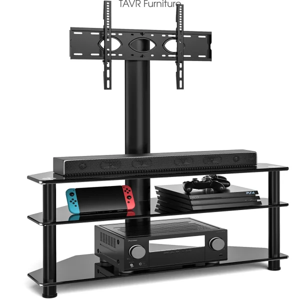 Universal Flat TV Stand with Swivel Mount for TVs up to 75 inch, 3-Tier Shelf