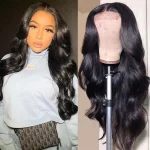 Glueless Lace Front Wigs Pre Plucked Soft as Human Hair Natural Black Loose Wavy - Image 4