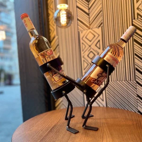 Unique Metal Wine Holder - Doggie Style Dual Bottle Display, Creative Wine Rack