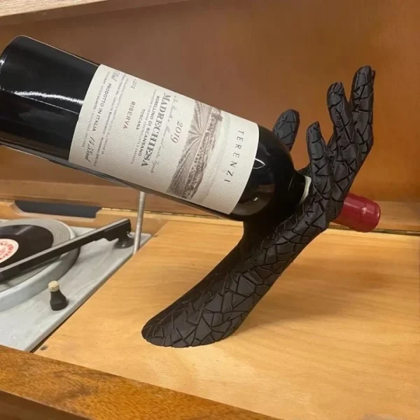 3D Printed Wine Bottle Holder Hand Extremely Unique Hand Sculpture Display Stand