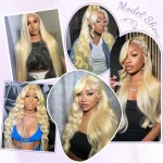 Blonde Human Hair Lace Front 22" 613 Wig 13×6 Transparent 200 Density Body Wave - Image 2