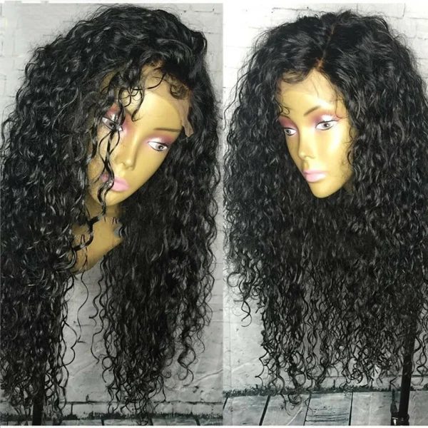 Women Long Black Loose Curly Wave Hair Synthetic Lace Front Wigs Heat Resistant