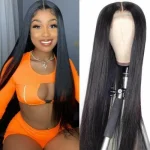 Synthetic Long Black Lace Front Wigs Straight Wigs Heat Safe for Black Women US